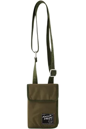Maison Kitsuné Tassen, Heren, Groen, ONE Size, Crossbody Nek Pouch