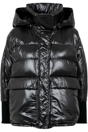 TATRAS Jassen, Dames, Zwart, M, Nylon, Zwarte Nylon Jas met Afneembare Capuchon