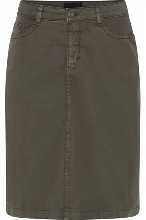 C.ro Rokken, Dames, Groen, L, Denim, Stijlvolle Denim Rok in Donkerlegergroen