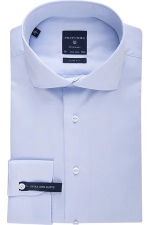 Profuomo Overhemden, Heren, Blauw, 4Xl, Katoen, Blauw overhemd met lange mouwen