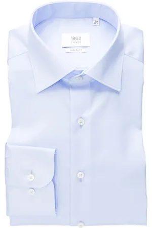 ETERNA Overhemden, Heren, Blauw, XL, Katoen, Klassiek Business Overhemd