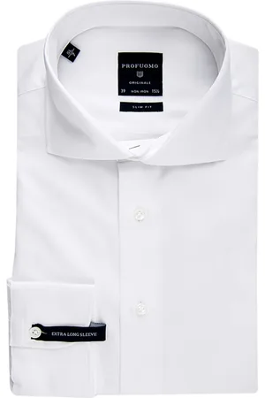 Profuomo Overhemden, Heren, Wit, 2Xl, Katoen, Witte Overhemd met Lange Mouwen