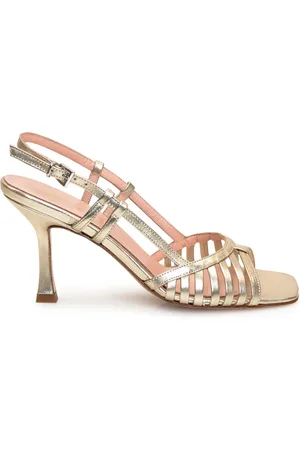 ANNA F. Schoenen, Dames, Grijs, 40 EU, Gelamineerde Sandaal Flats