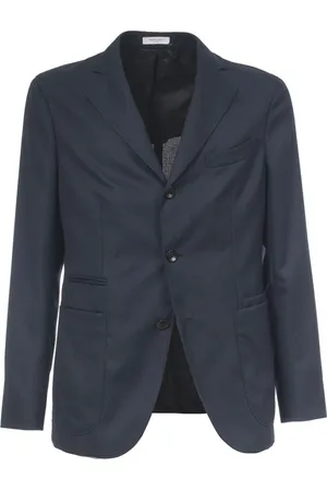 Boglioli Jassen, Heren, Blauw, M, Wol, Regular Fit Wollen Jas