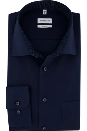 Seidensticker Overhemden, Heren, Blauw, M, Katoen, Donkerblauwe Shirtjurk van Katoen