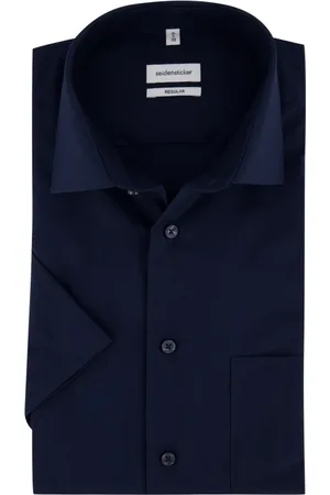 Seidensticker Overhemden, Heren, Blauw, 6Xl, Katoen, Donkerblauwe Jurk Blouse met Korte Mouwen