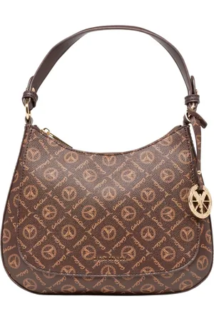 Carlo Colucci Tassen, Dames, Bruin, ONE Size, Del Rosso Logo Print Hobo Tas