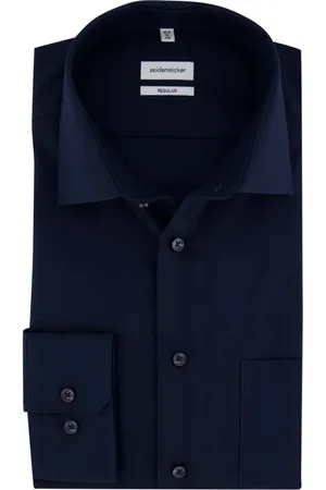 Seidensticker Overhemden, Heren, Blauw, 2Xl, Katoen, Donkerblauwe Shirtjurk van Katoen