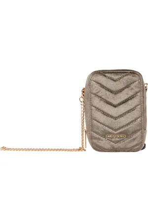 Carlo Colucci Tassen, Dames, Grijs, ONE Size, Elegante Fluweel Schoudertas