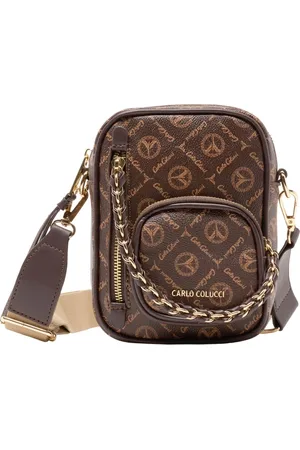 Carlo Colucci Tassen, Dames, Bruin, ONE Size, Handtas met Logoprint
