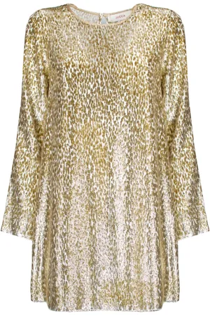 Jucca Kleedjes, Dames, Veelkleurig, S, Korte Lurex Jurk - Goud