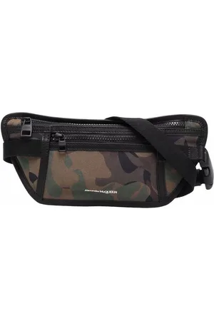 Alexander McQueen Tassen, Heren, Bruin, ONE Size, Polyester, Stijlvolle Camouflage Logo Heuptas