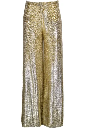 Jucca Broeken, Dames, Geel, L, Lurex Palazzo Broek - Goud