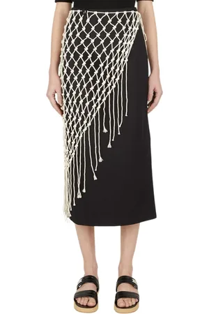 Wynn Hamlyn Rokken, Dames, Zwart, S, Katoen, Macrame Rok met Afneembaar Overlay