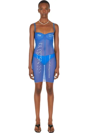 DI PETSA Kleedjes, Dames, Blauw, L, Polyester, Kleedjes
