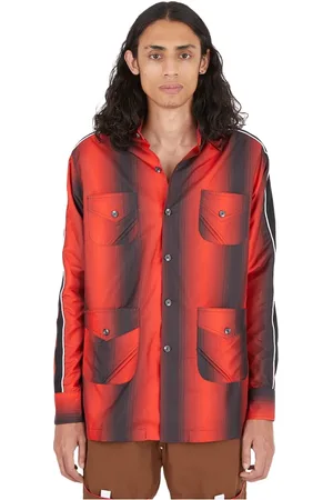 Ahluwalia Overhemden, Heren, Rood, S, Polyester, Safari Shirt met Gerecycled Polyester