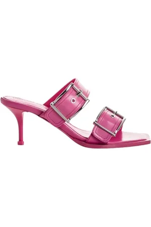 Alexander McQueen Schoenen, Dames, Roze, 37 EU, Leer, Roze Leren Punk Muiltjes