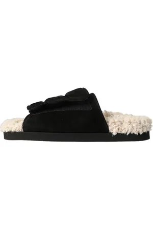 Gia Borghini Schoenen, Dames, Zwart, 38 EU, Suède, Suède Shearling Lage Sandalen