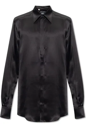 Dolce & Gabbana Overhemden, Heren, Zwart, XL, Zijden shirt