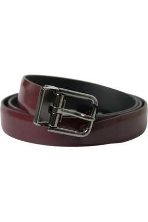 Dolce & Gabbana Accessoires, Heren, Rood, 95 CM, Leer, Zilveren Metalen Gesp Riem