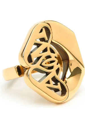 Alexander McQueen Accessoires, Dames, Geel, M, Gouden Eco Messing Open Ontwerp