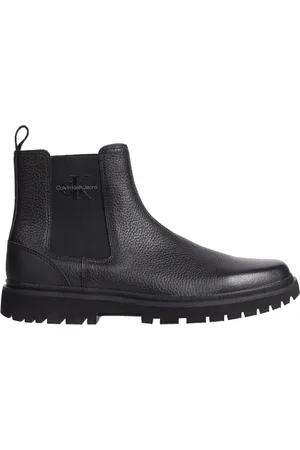 Calvin Klein Schoenen, Heren, Zwart, 44 EU, Leer, Zwarte Chelsea Boot voor Heren