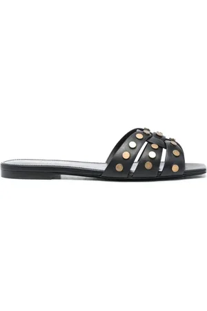 Saint Laurent Schoenen, Dames, Zwart, 36 EU, Leer, Slippers