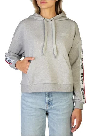 Moschino Sweatshirts & Hoodies, Dames, Grijs, L, Katoen, Stevige katoenen sweatshirt met vaste capuchon