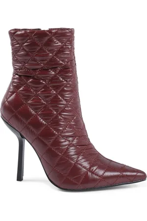 19V69 Italia Schoenen, Dames, Rood, 40 EU, Bordeaux Stoffen Enkellaars met 10cm Hak