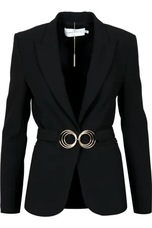 SIMONA CORSELLINI Jassen, Dames, Zwart, S, Zwarte lange mouwen jas met elastische taille sluiting