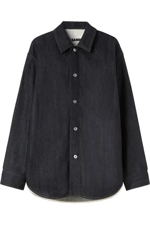 Jil Sander Overhemden, Heren, Blauw, L, Denim, Donkerblauwe Denim Overshirt