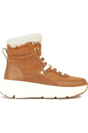 Geox Schoenen, Dames, Bruin, 38 EU, Leer, Bruine Diamant Enkellaarzen