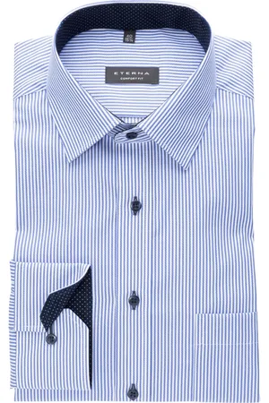ETERNA Overhemden, Heren, Blauw, 4Xl, Katoen, Blauw Gestreepte Overhemdjurk