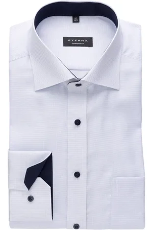 ETERNA Overhemden, Heren, Blauw, 2Xl, Katoen, Blauwe Overhemdjurk in Wijde Pasvorm