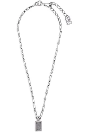 Dolce & Gabbana Accessoires, Heren, Grijs, ONE Size, Gegraveerde Logo Metalen Ketting