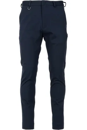 Paolo Pecora Broeken, Heren, Blauw, L, Blauwe Jersey Broek met Rits en Zakken