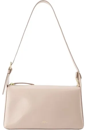 A.P.C. Tassen, Dames, Grijs, ONE Size, Leer, Moon Grey Leren Baguette
