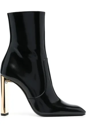 Saint Laurent Schoenen, Dames, Zwart, 39 EU, Leer, Auteuil Enkellaarzen