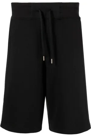 VERSACE Korte broeken, Heren, Zwart, M, Katoen, Zwarte Katoenen Fleece Shorts