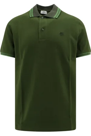 Etro Tops, Heren, Groen, L, Katoen, Pegaso Geborduurd Poloshirt