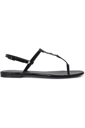 Saint Laurent Schoenen, Dames, Zwart, 36 EU, Leer, Cassandra Patentleren T-Band Sandalen