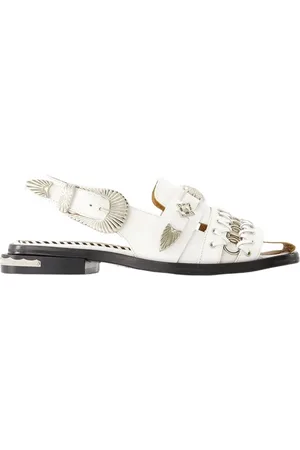 TOGA PULLA Schoenen, Dames, Wit, 37 EU, Leer, Witte Leren Open Puntige Sandalen