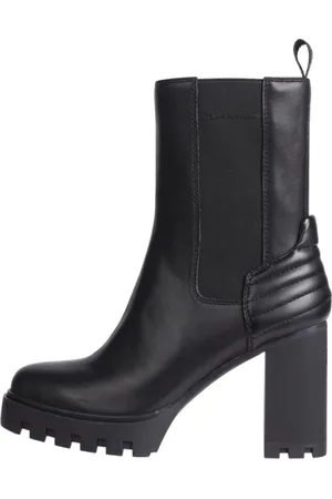 Calvin Klein Schoenen, Dames, Zwart, 39 EU, Leer, Zwarte Chelsea Enkellaarzen