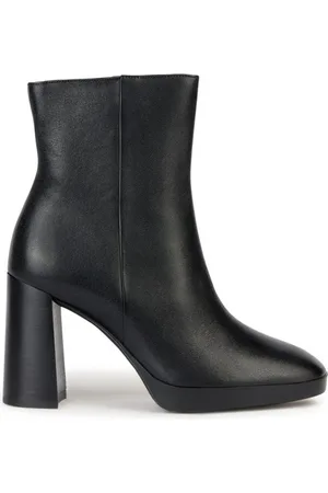 Geox Schoenen, Dames, Zwart, 36 EU, Leer, Zwarte Enkellaarsjes voor Dames