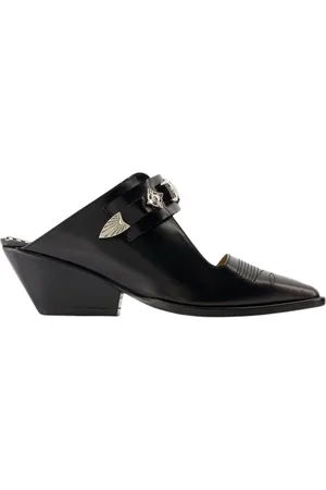 TOGA PULLA Schoenen, Dames, Zwart, 36 EU, Leer, Zwarte Leren Puntige Sandalen