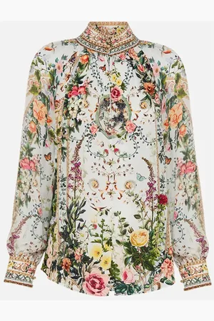 Camilla Blouses & Shirts, Dames, Veelkleurig, S, Renaissance Romance Zijden Blouse met Knopen