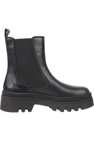 Tommy Hilfiger Schoenen, Dames, Zwart, 39 EU, Leer, Zwarte Chelsea Enkellaarsjes