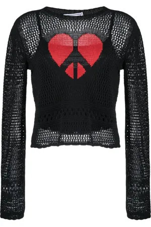 Moschino Truien, Dames, Zwart, S, Katoen, Stijlvolle Trui