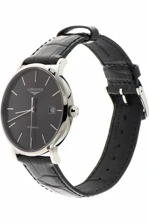 Longines Accessoires, Dames, Grijs, ONE Size, Automatisch Grijs Wijzerplaat Leren Band Horloge
