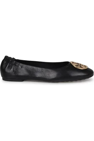Tory Burch Schoenen, Dames, Zwart, 36 EU, Leer, Claire Logo-Plaque Ballerina`s